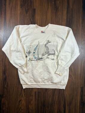 Signal Cape Cod Newburyport Sweatshirt Size L Vintage Sailboat Map